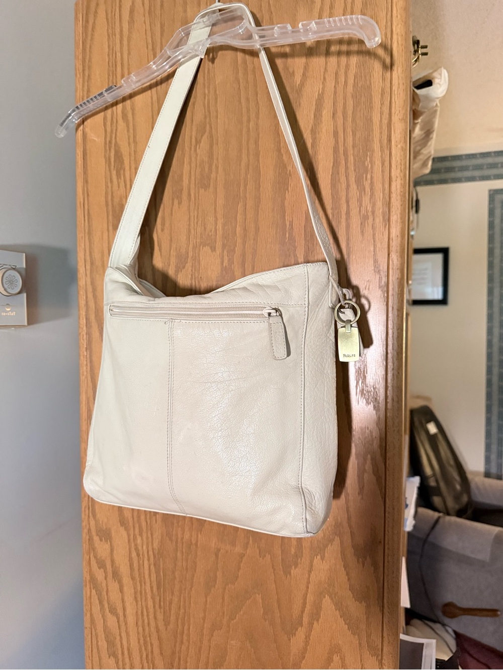 Vintage Rolfs Cream Leather Shoulder Bag